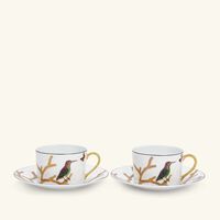 Aux Oiseaux Cup & Saucer Gold Set Of 2 bernardaud aux oiseaux cup saucer gold set of 2