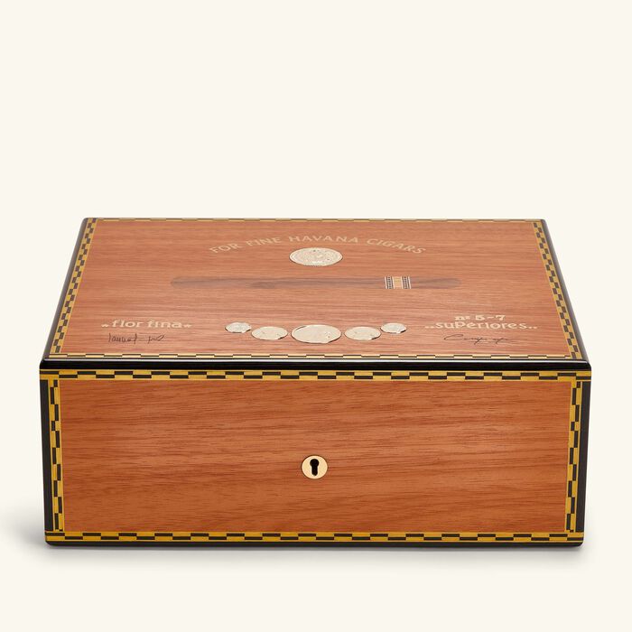 elie bleu medal cigar humidor brown