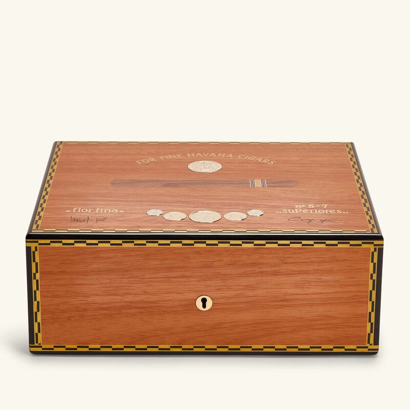 elie bleu medal cigar humidor brown