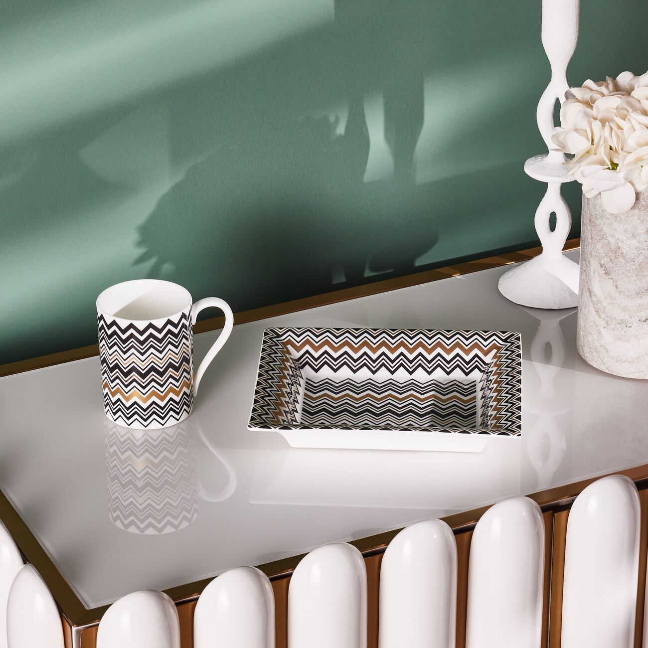 ميسوني هوم صينية الحلى والمجوهرات زيك زاك مستطيلة صغيرة