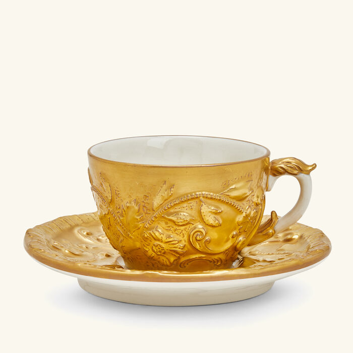 villari taormina coffee cup   saucer gold