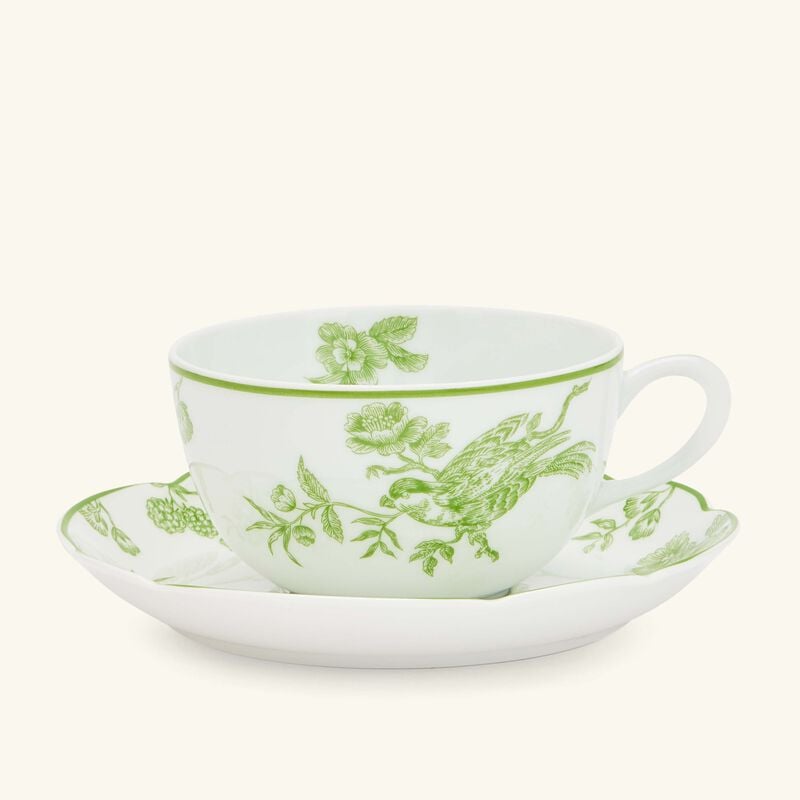 bernardaud albertine tea cup   saucer green set of 2