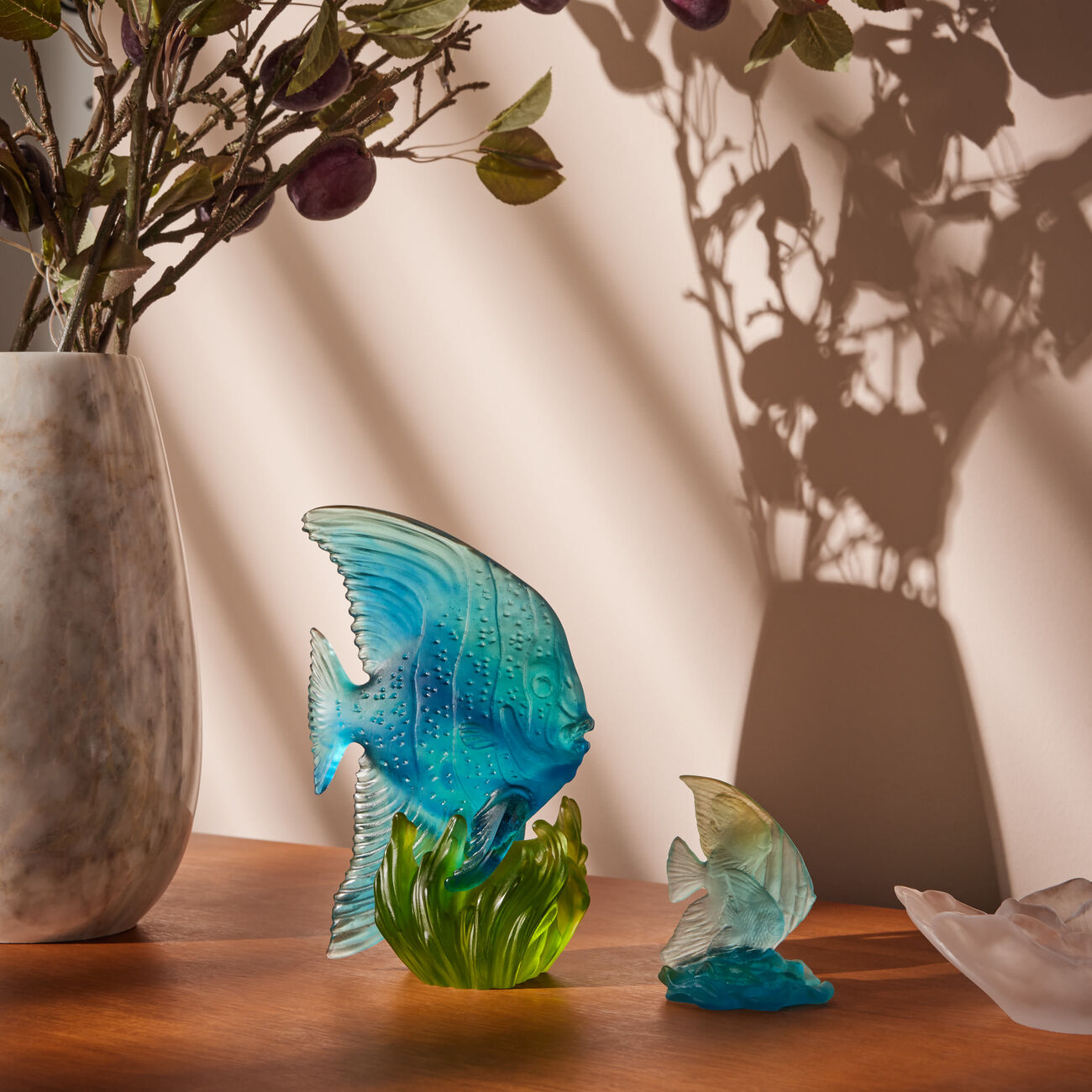 daum maya platax fish figurine mini blue