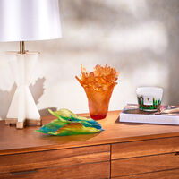 daum fleur de paon centrepiece medium green