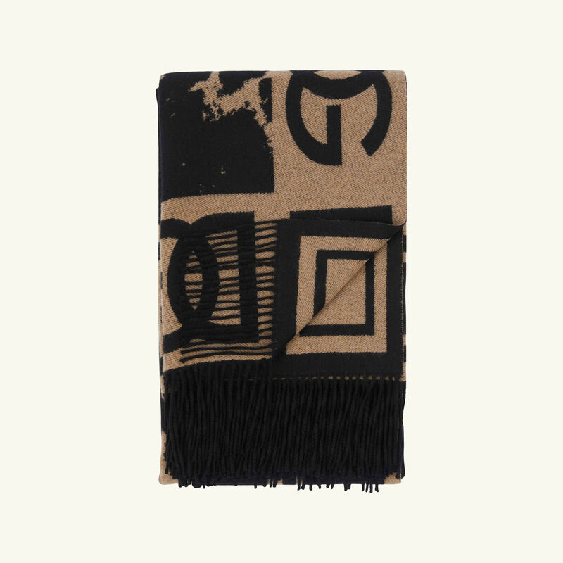 dolce gabbana casa cashmere jacquard blanket black