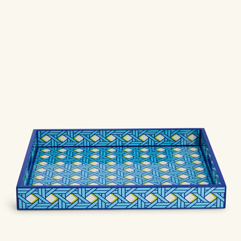 jonathan adler basketweave tray rectangular large blue