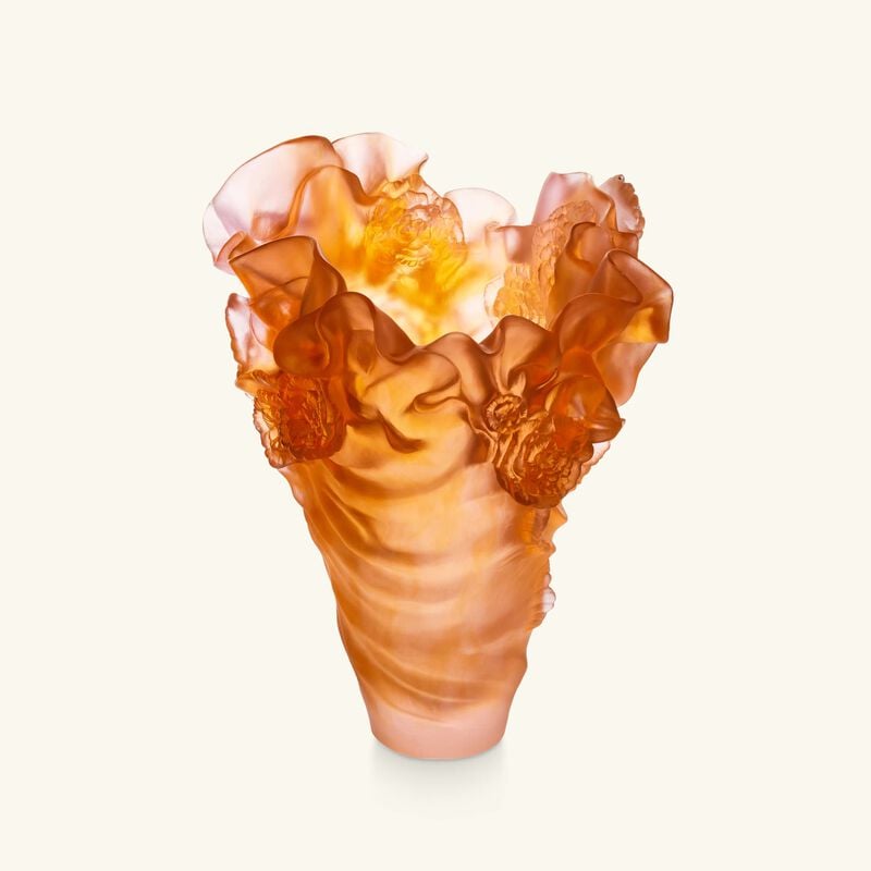 Rose Royale Vase Large Orange Limited Edition daum rose royale vase large orange limited edition