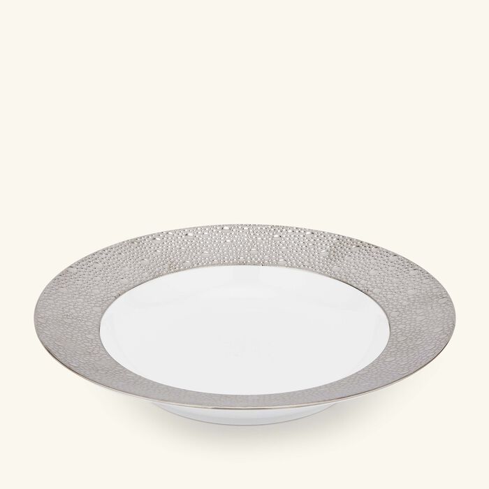 bernardaud ecume soup plate round silver 23cm