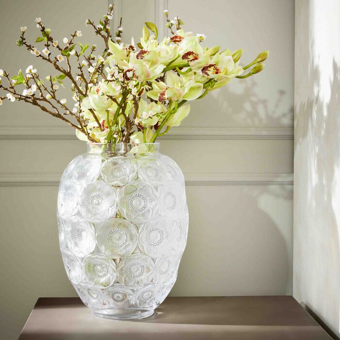 lalique anemones vase large clear