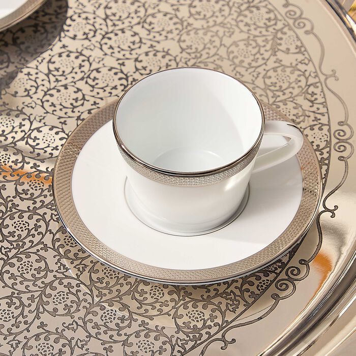 Maille Platine Moka Coffee Cup & Saucer Set Of 4 White bernardaud maille platine moka coffee cup saucer set of 4 white