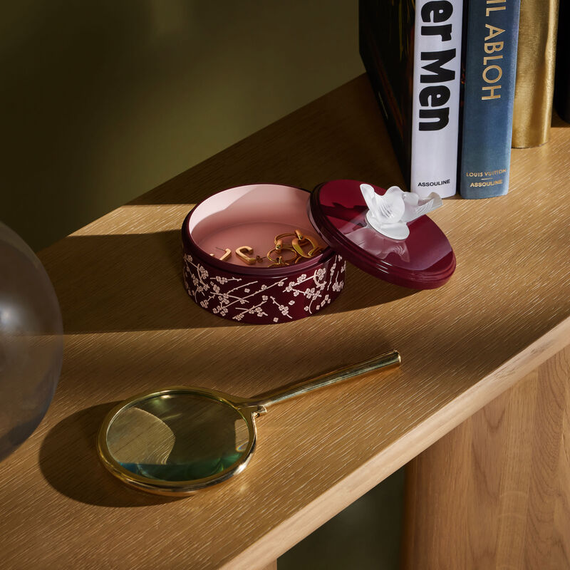 لاليك صندوق فلور دو سيريزييه صغير الحجم برغندي