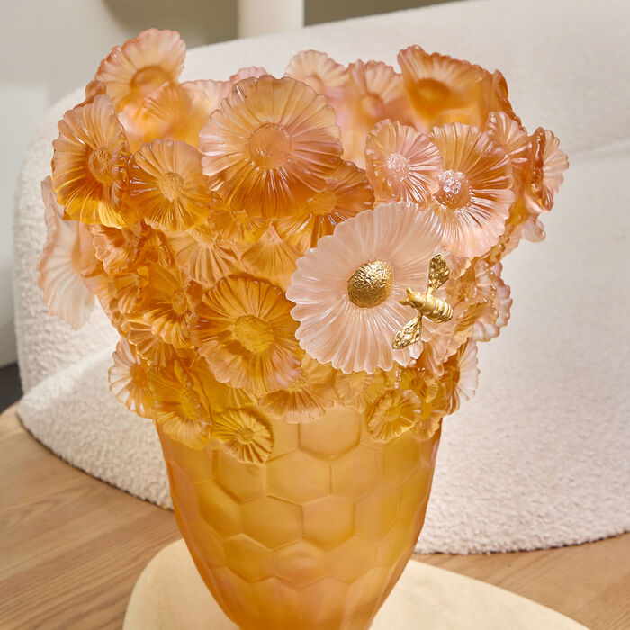 daum or d abeille magnum vase extra large orange limited edition