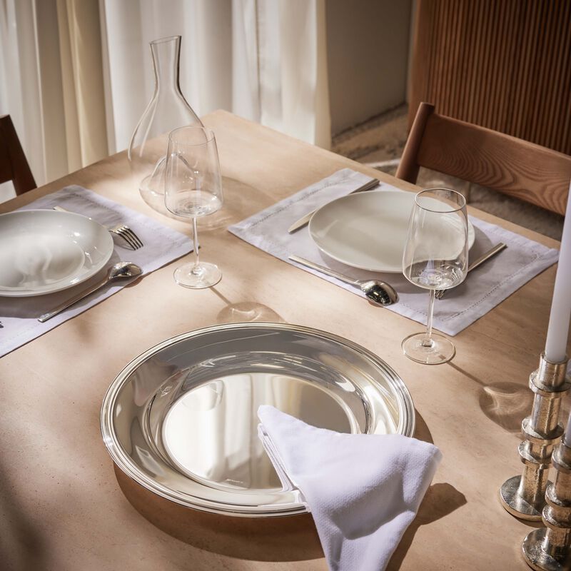 كريستوفل طبق الضيافة آلبي دائري باللون الفضي 40 سم