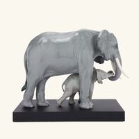 lladro leading the way elephants sculpture medium grey