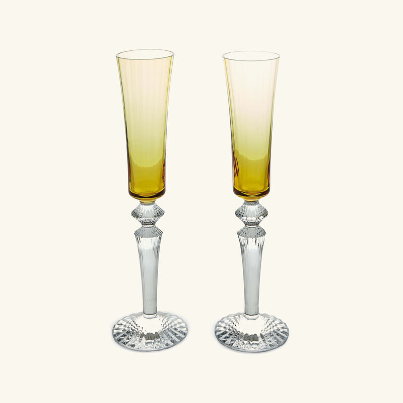 Mille Nuits Flutissimo Champagne Glass Yellow Set Of 2 baccarat mille nuits flutissimo champagne glass yellow set of 2