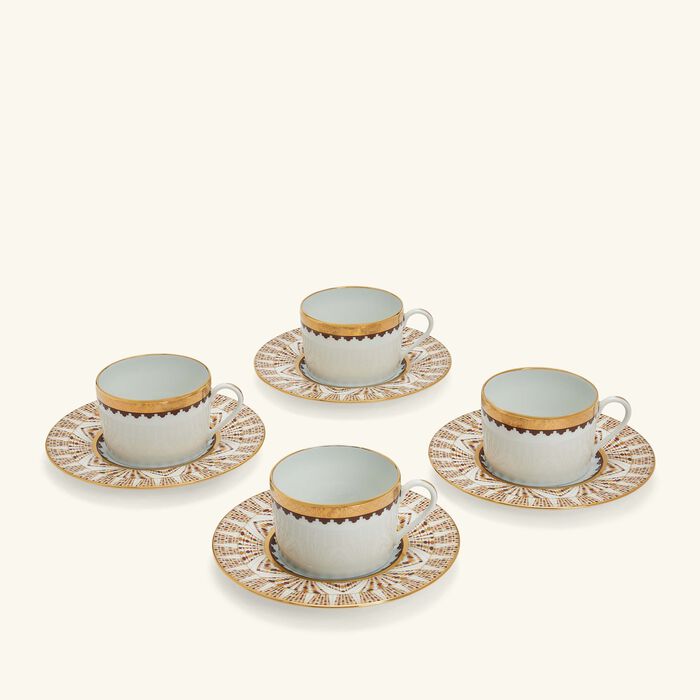 Cavalier Royal Tea Cup & Saucer Gold Set Of 4 haviland cavalier royal tea cup saucer gold set of 4