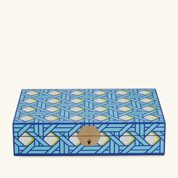 jonathan adler basketweave lacquer jewelry box blue