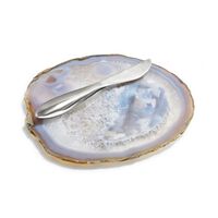 Semi Precious Stone Ita Cheese Plate With Spreader, small