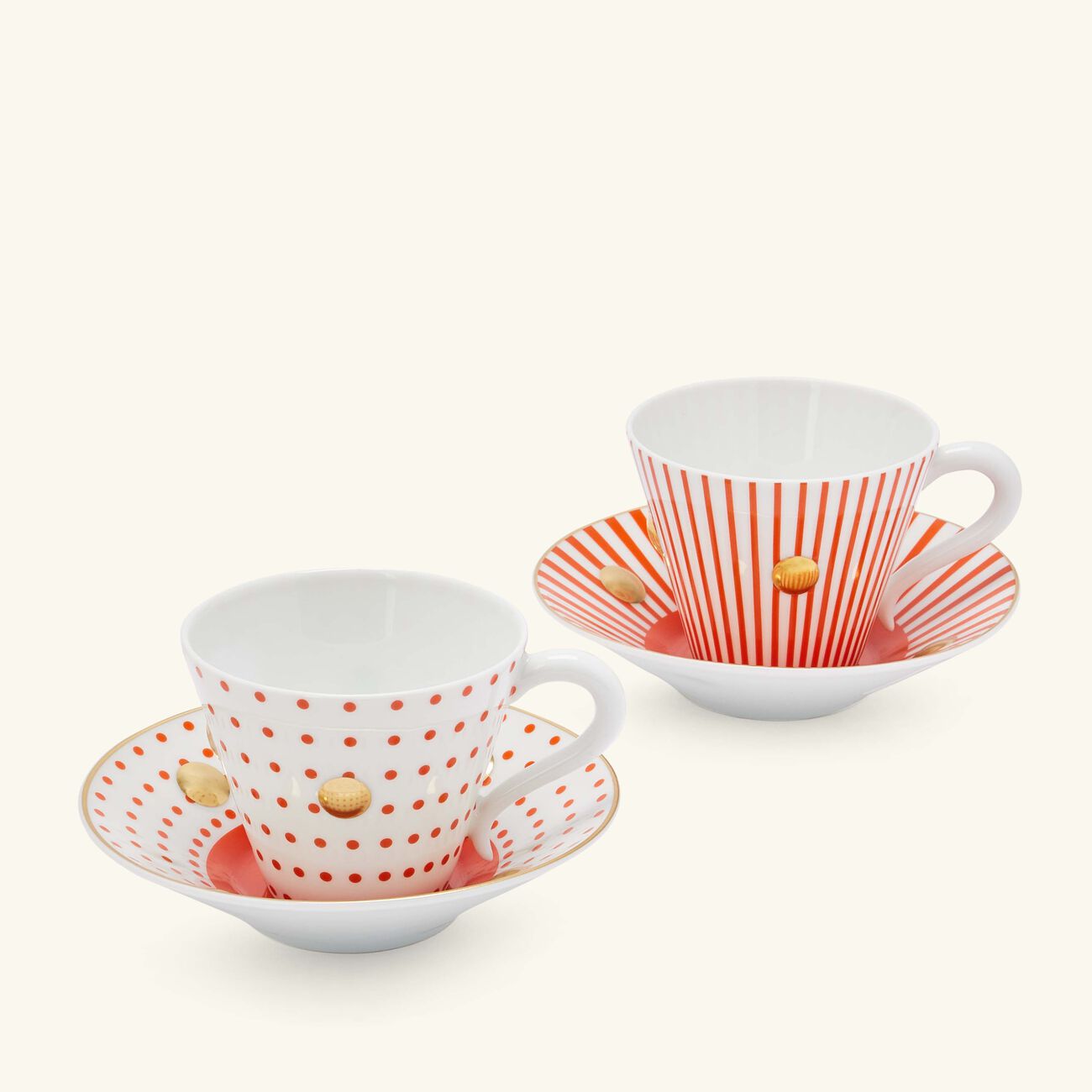bernardaud delphos et knossos tea cup   saucer red set of 2