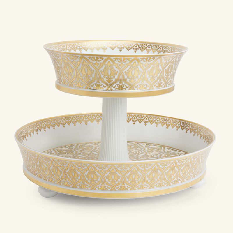 bernardaud venise 2 tiers tray gold