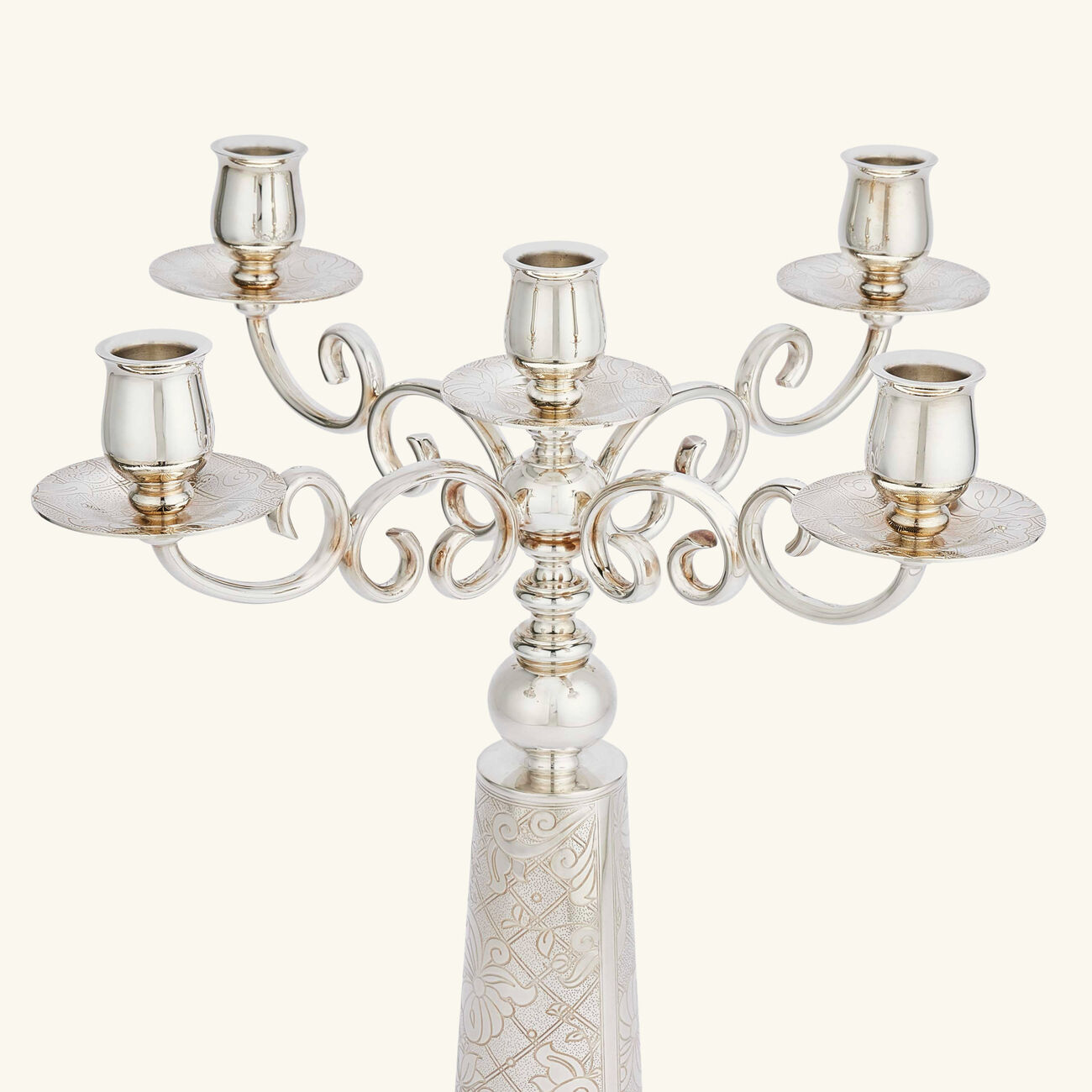 كريستوفل شمعدان جاردان ديدن مطلي بالفضة من خمس شموع