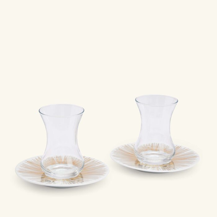 Tamrah by Razan Alazzouni Stripes Arabic Tea Cup & Saucer Gold Set of 2 silsal tamrah by razan alazzouni stripes arabic tea cup saucer gold set of 2