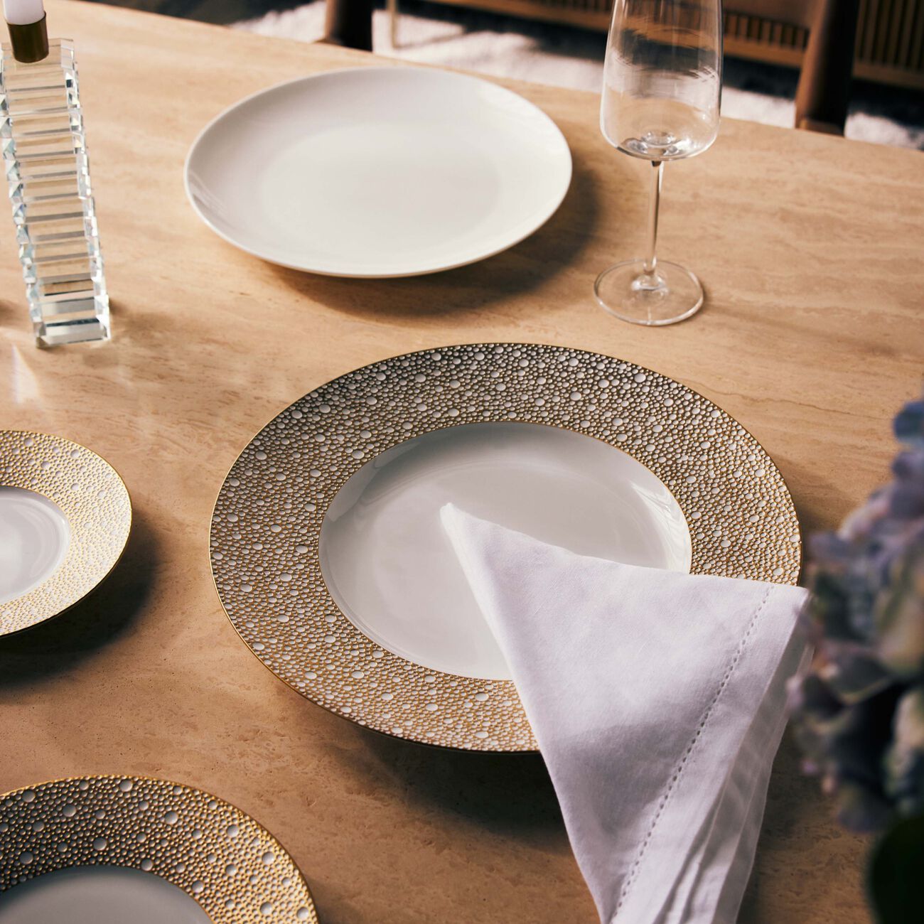 bernardaud ecume mordore service plate round gold 31cm