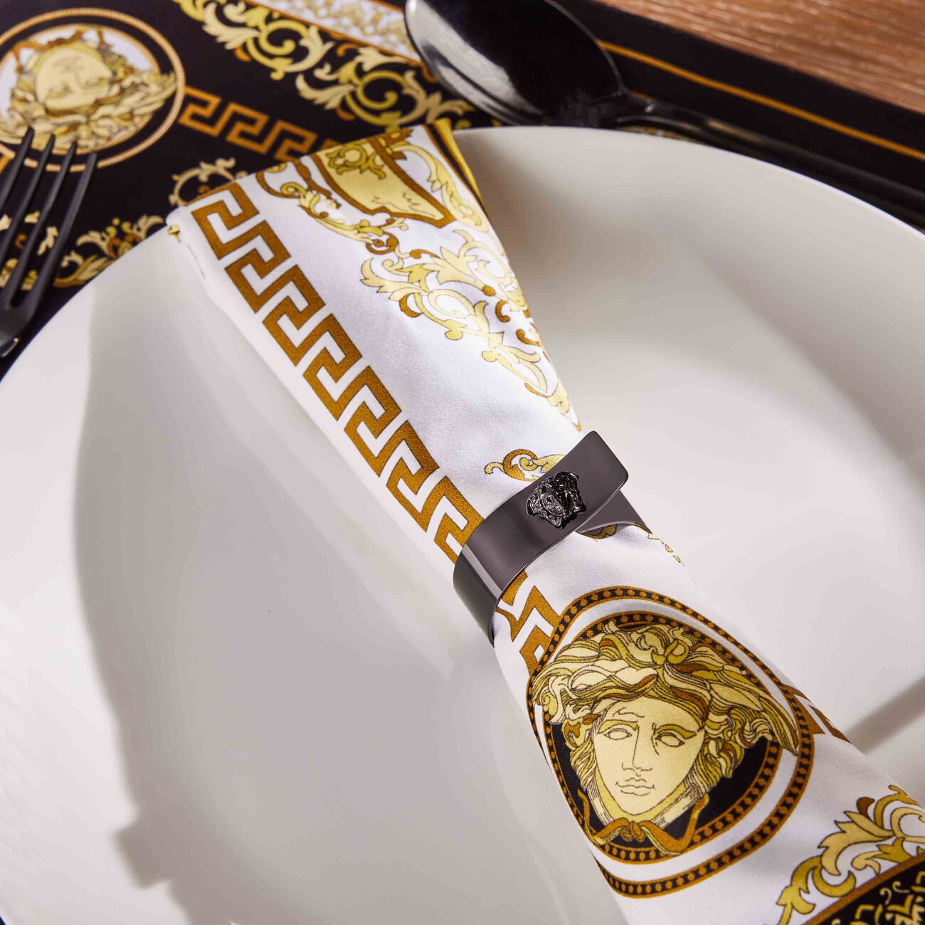 versace medusa napkin ring black set of 4