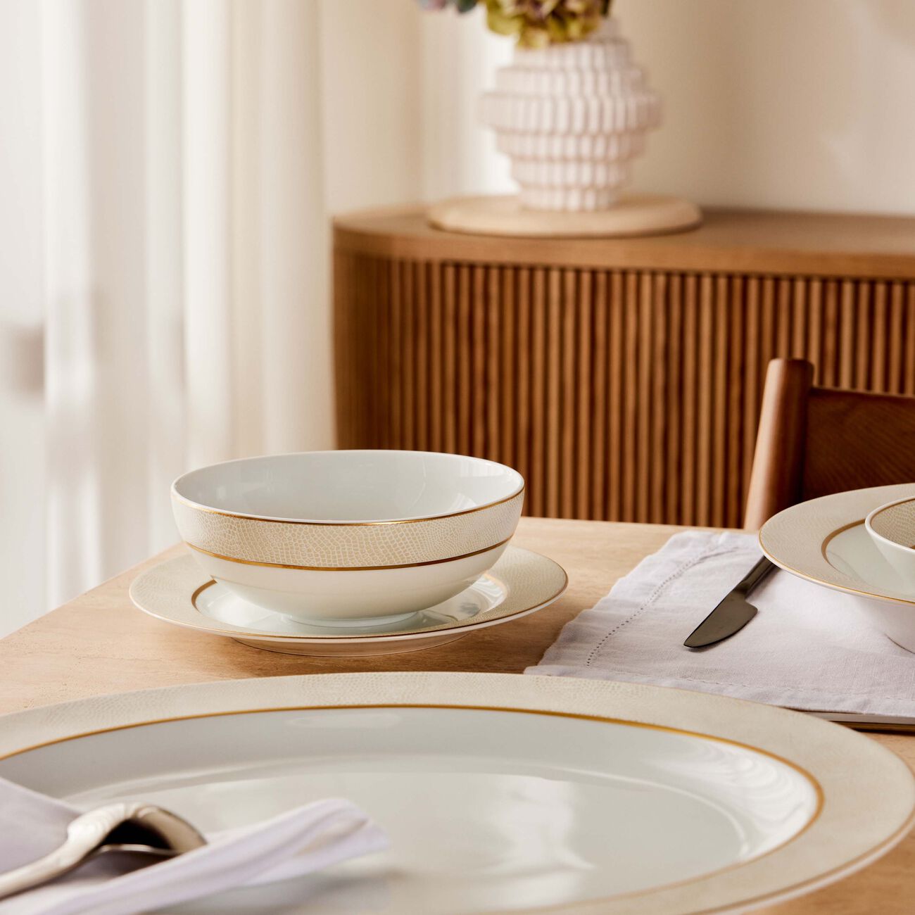 Sauvage Blanc Serving Bowl Gold bernardaud sauvage blanc serving bowl gold