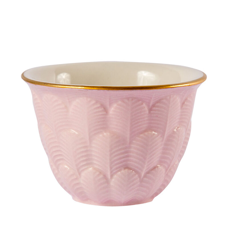 Peacock Lilac & Gold Arabic Coffee Cup, large