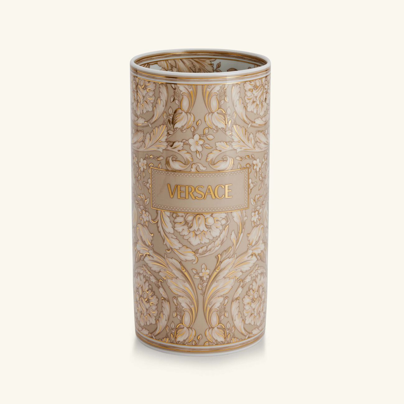Barocco Beige Vase Round Medium versace barocco beige vase round medium