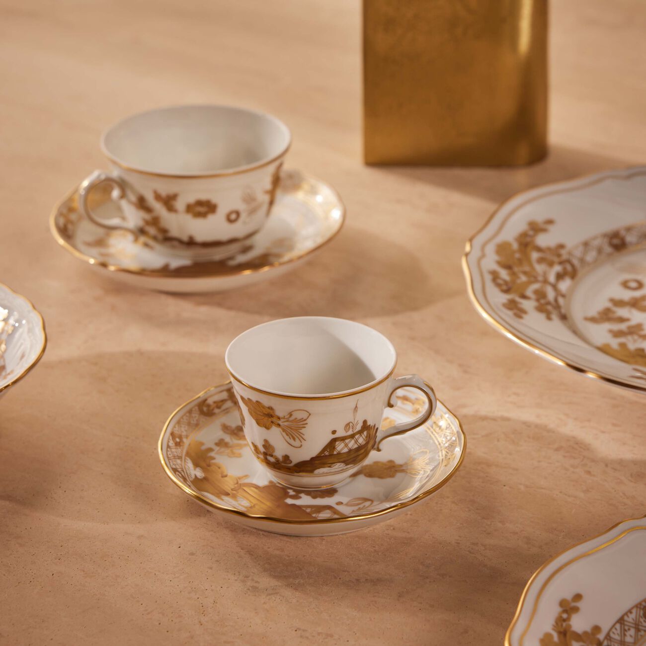 ginori 1735 oriente italiano coffee saucer gold