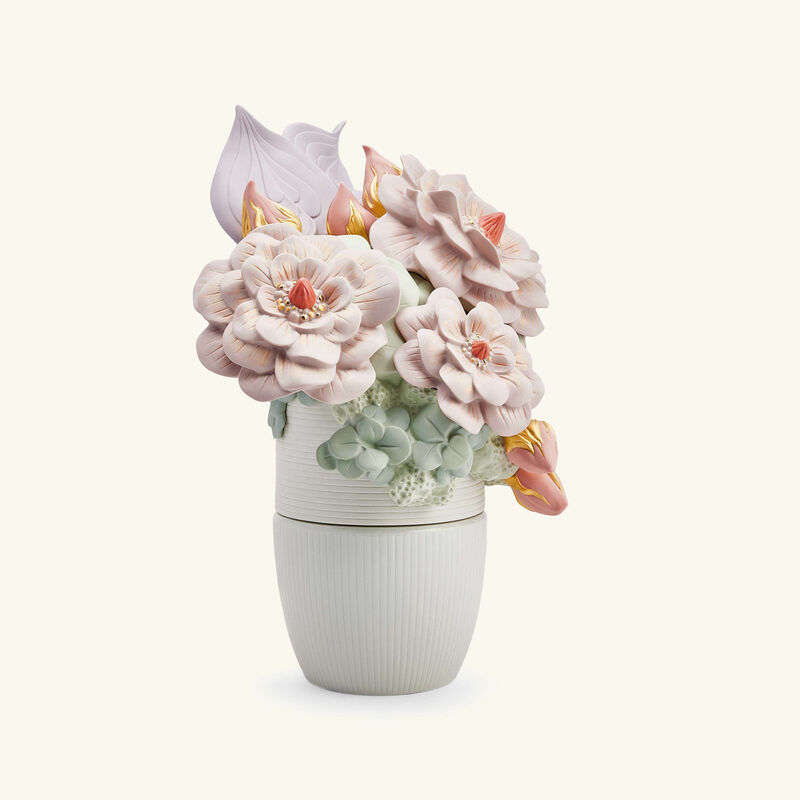 lladro vase with flowers large pink