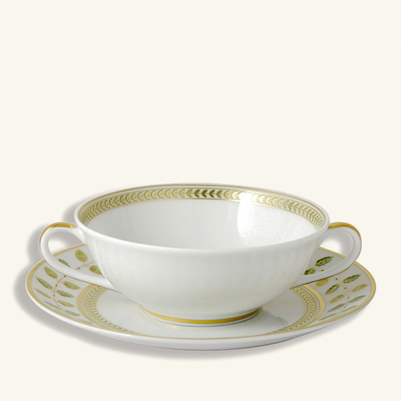 bernardaud constance soup plate round green 12cm