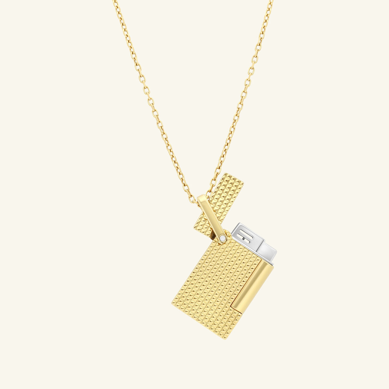 st dupont lighter necklace chrome gold