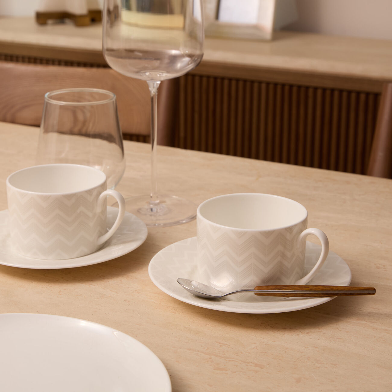 ZIG ZAG Tea Cup & Saucer White Set of 2 missoni home zig zag tea cup saucer white set of 2