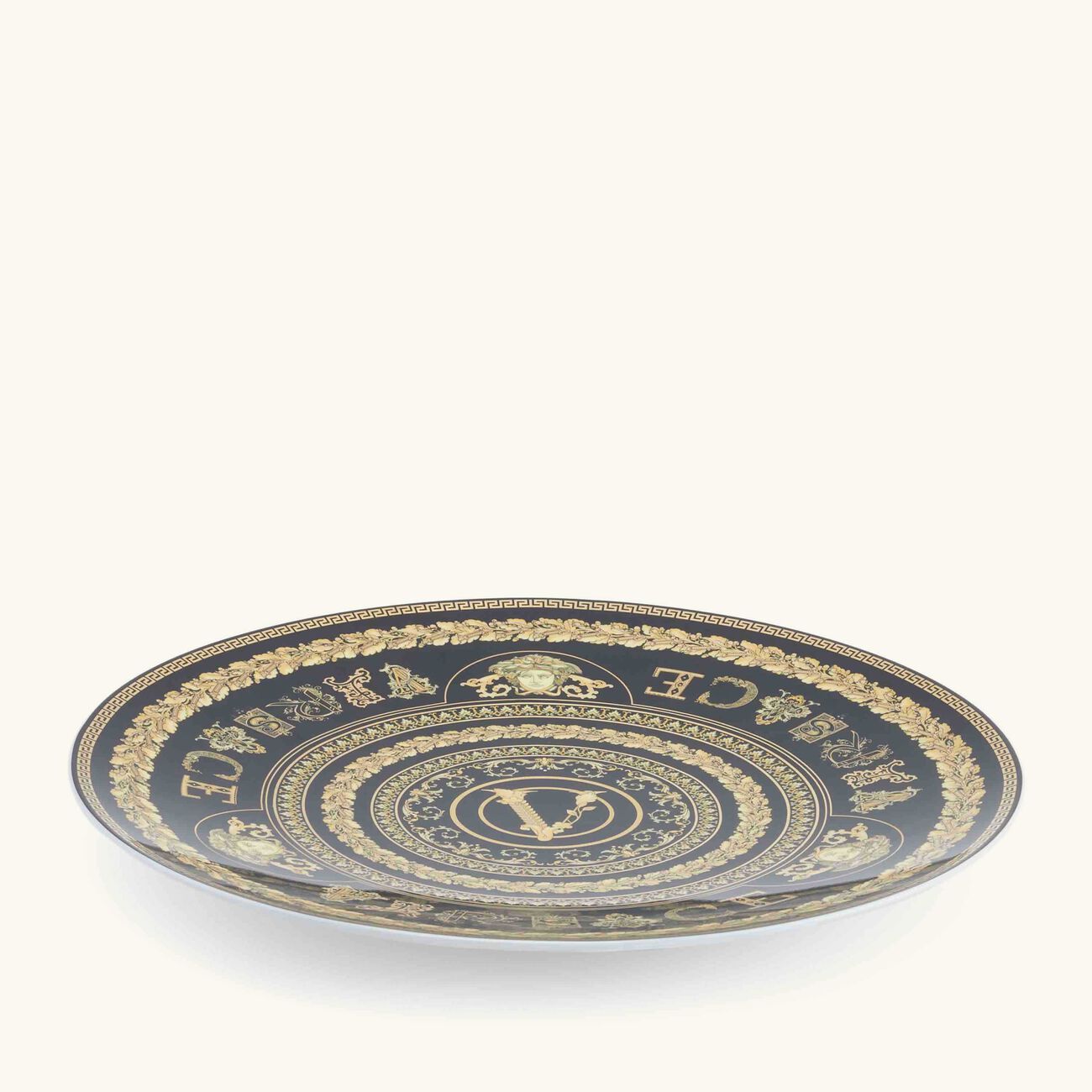 versace virtus gala charger plate round black 33cm
