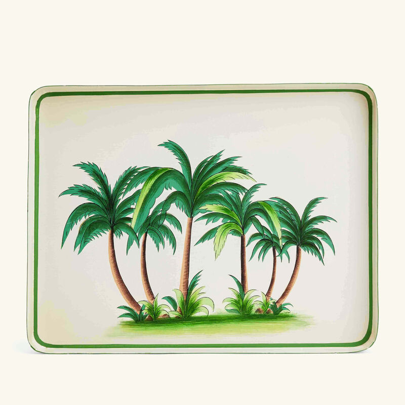 Flora Palm Tree Serving Tray Rectangular Medium White les ottomans flora palm tree serving tray rectangular medium white