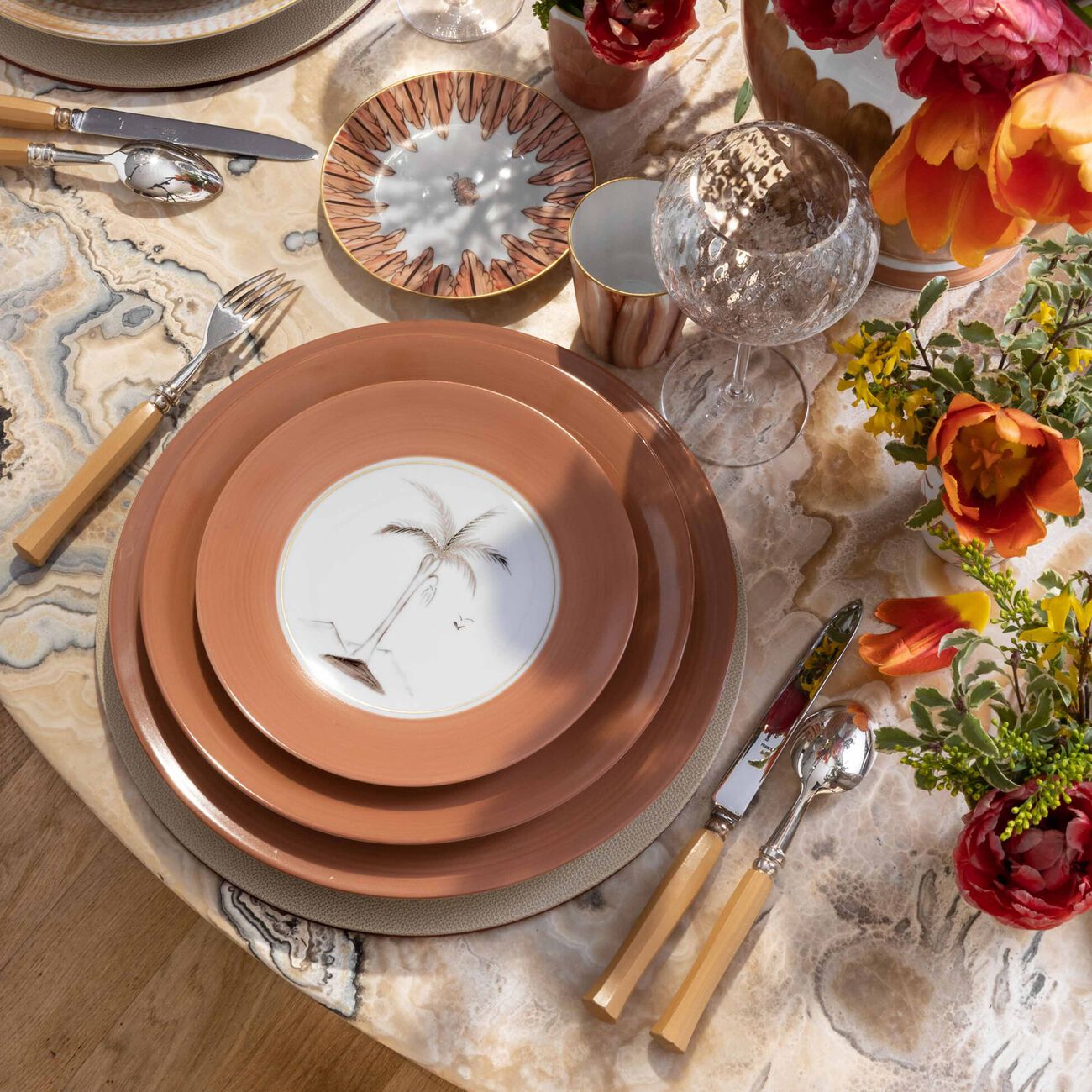 Bamboo Colonies Dessert Plate Round Pink 21cm marie daage bamboo colonies dessert plate round pink 21cm