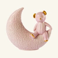 فيلاري منحوتة الدب والقمر صغيرة جدًا وردية