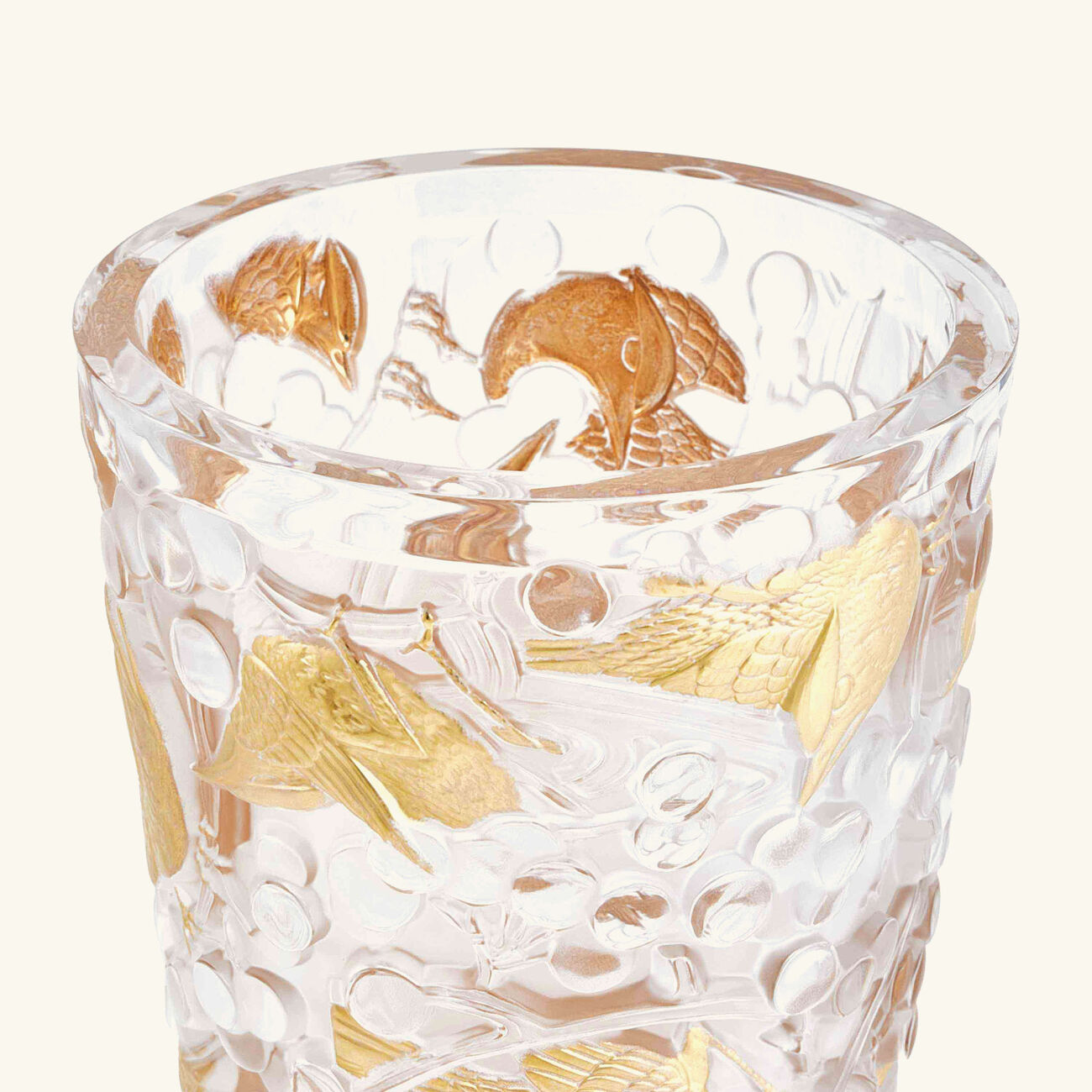 lalique merles et raisins vase medium gold