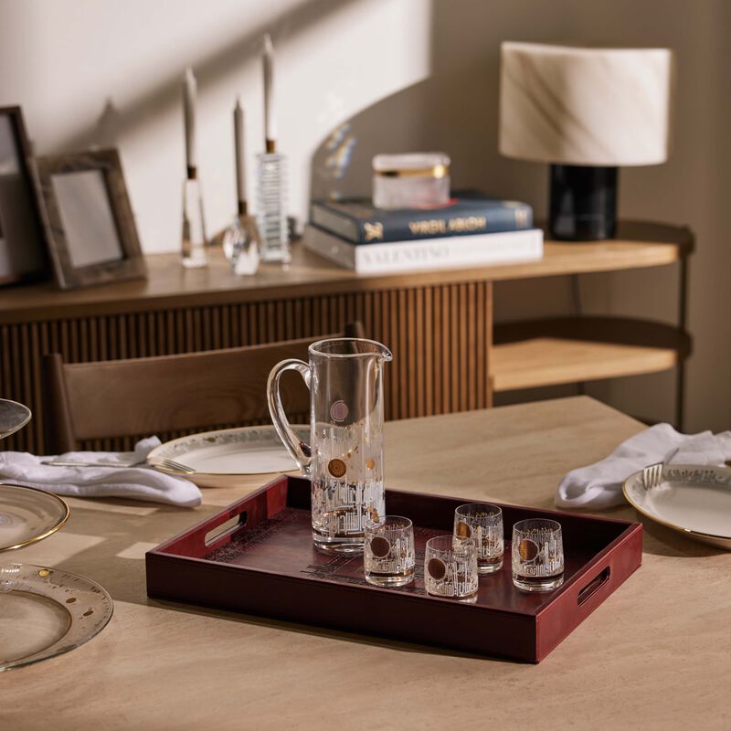 دملاج صينية الضيافة شفا مستطيلة باللون الأحمر 40   27 سم