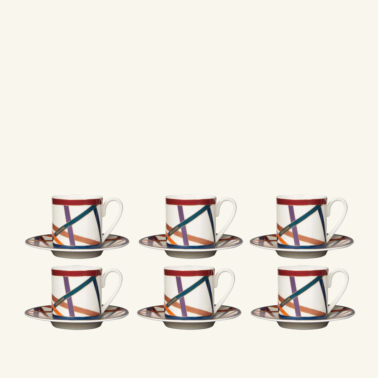 Nastri Coffee Cup & Saucer Multicolor Set Of 6 missoni home nastri coffee cup saucer multicolor set of 6