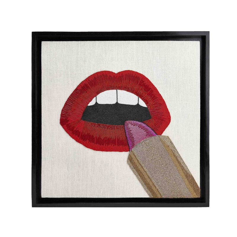 Lipstick Beaded Wall Art, large