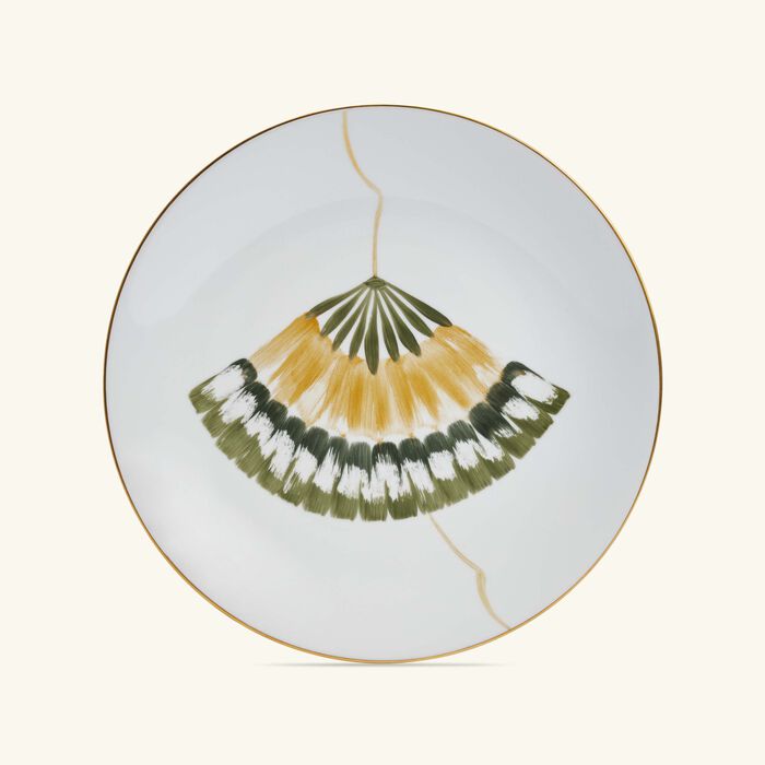 marie daage ginkgo dinner plate round green 26cm