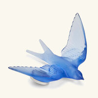 lalique swallow wings up sculpture small blue