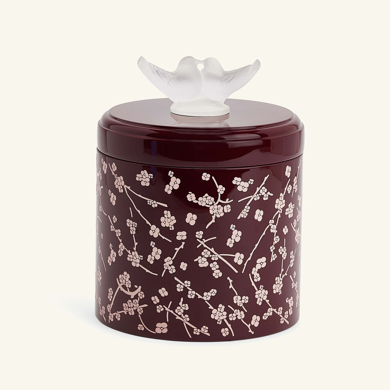 لاليك صندوق فلور دو سيريزييه كبير الحجم برغندي