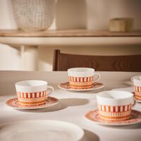 Terra Rosa Tea Cup & Saucer Orange Set Of 4 bernardaud terra rosa tea cup saucer orange set of 4