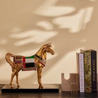 Al Rammah UAE Flag Arabic Horse Sculpture Gold Limited Edition villari al rammah uae flag arabic horse sculpture gold limited edition