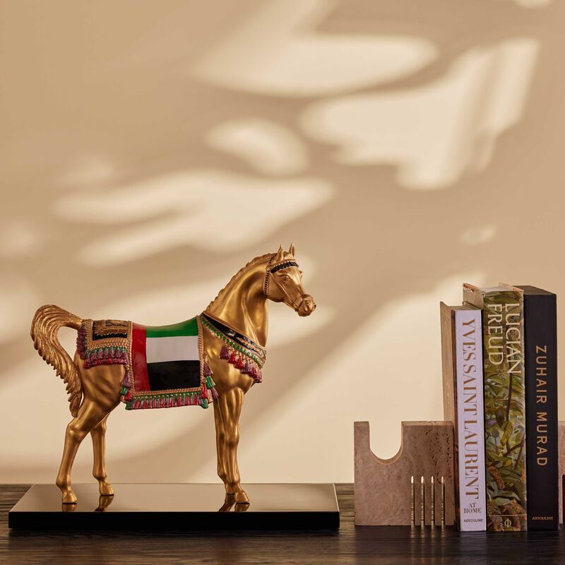 Al Rammah UAE Flag Arabic Horse Sculpture Gold Limited Edition villari al rammah uae flag arabic horse sculpture gold limited edition
